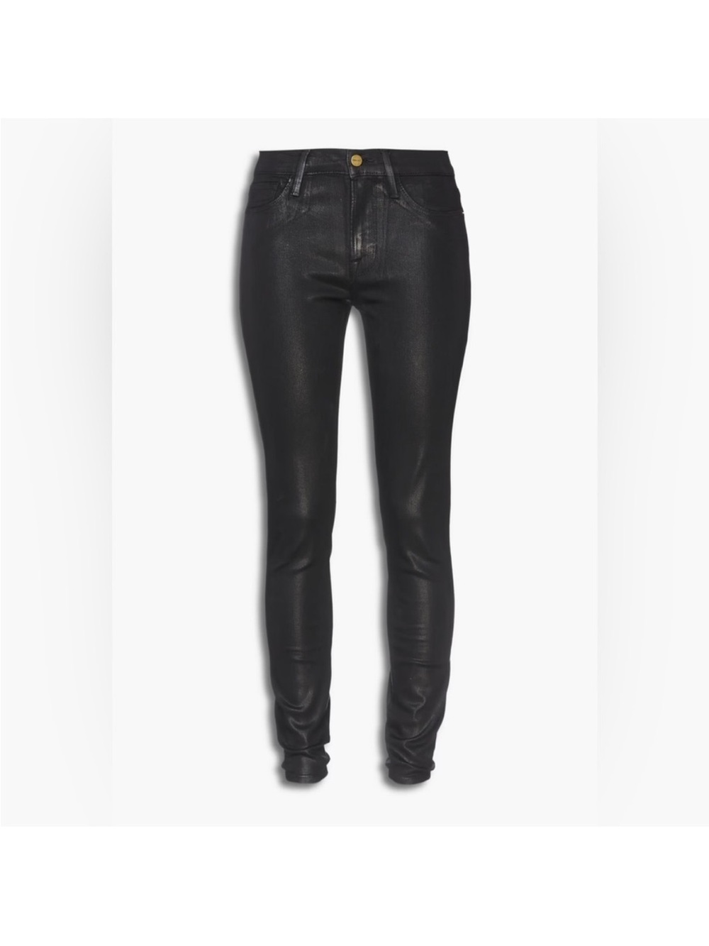 Frame Denim Shiny Black Skinny Jeans